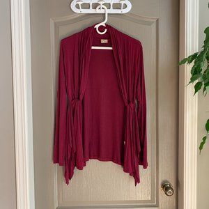 red pink cardigan with tie up